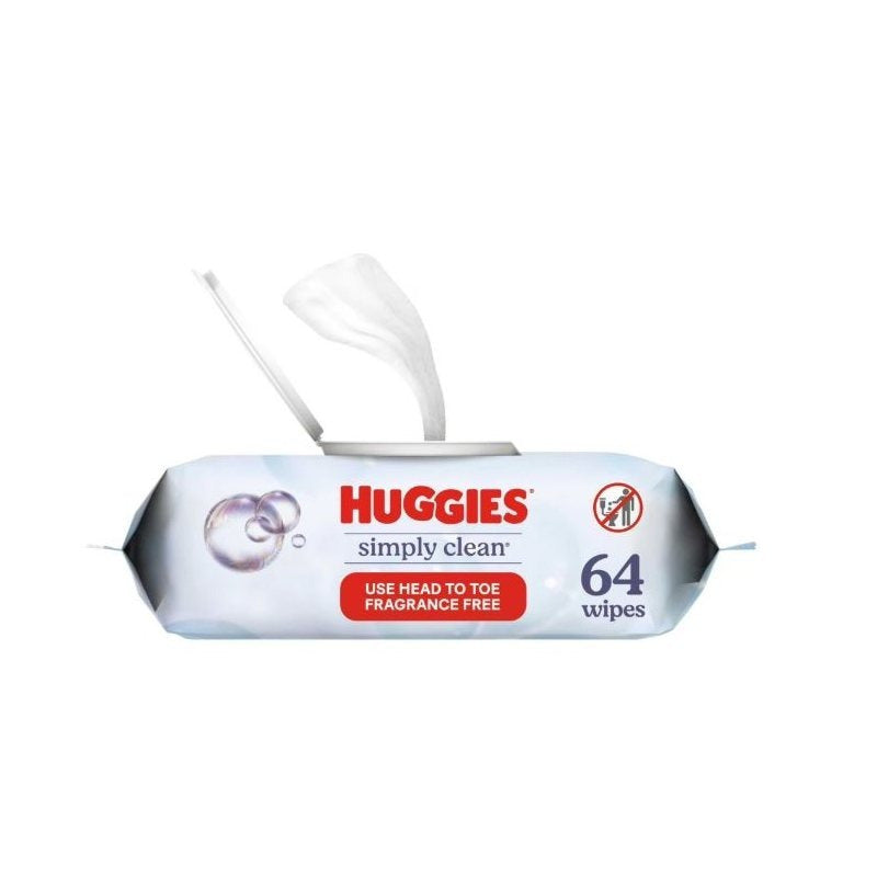 Huggies Simply Clean Unscented Wipes, 1 Flip-Top Pack, 64 Total Count (Select for More)